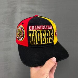 Vintage Drew Pearson Grambling State Tigers Hat Black Red Yellow 400 Wins OSFM